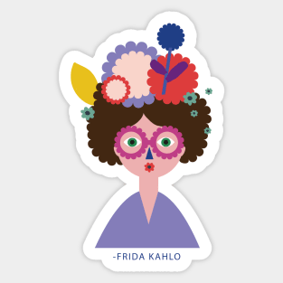 Funny t shirt, cute colorful Frida Kahlo portrait with colorful abstract flowers Sticker